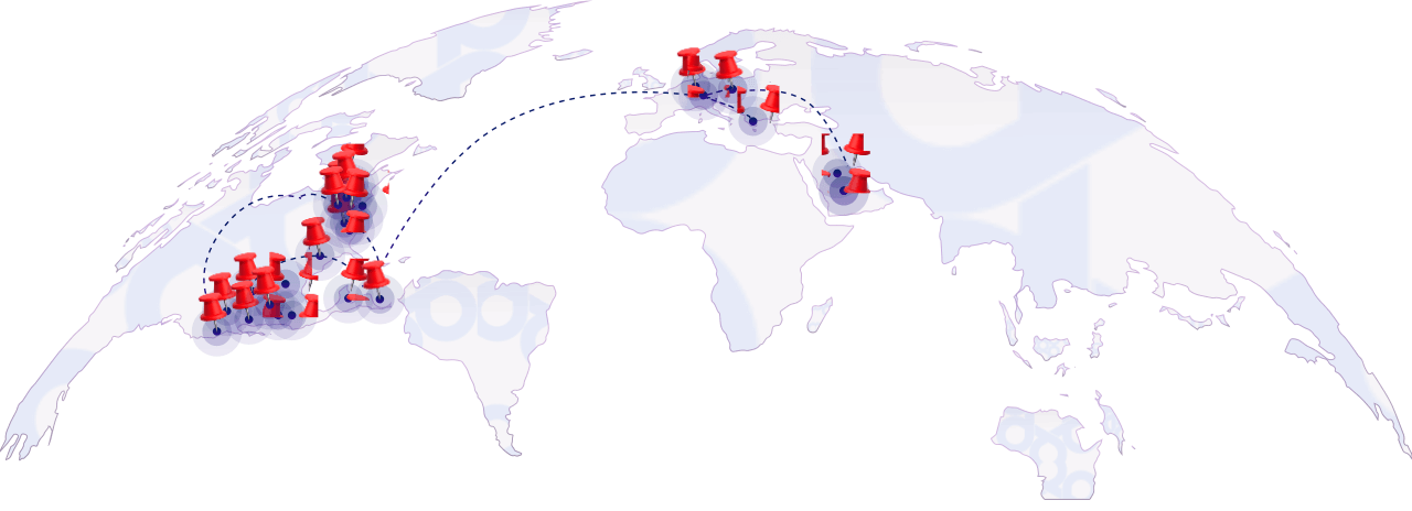 Global map showing devicethread's worldwide property coverage